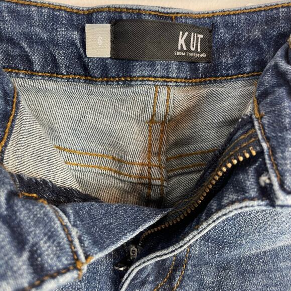Kut from the Kloth Sophie Distressed Stretch Denim Jean Bermuda Shorts womens 6 - Picture 9 of 11